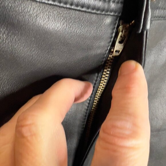 Madewell Womens $498 Leather Midi Skirt Black Size 14 NN408 - Picture 6 of 11